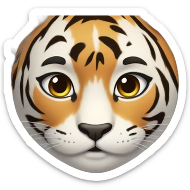 Tiger in arm of Japanese girl Dark Eyes   sticker