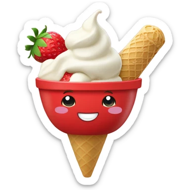 Strawberry and vanilla ice cream mixed in a bowl sticker