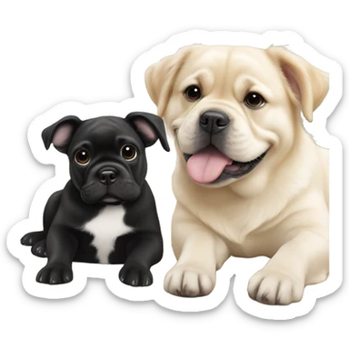 English cream golden retriever and an oreo colored frenchie as best friends sticker