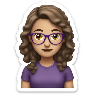 Girl who has brown hair and purple glasses sticker