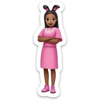 pucca in a pink bunny costume sticker