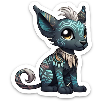 cute Kawaii edgy ethereal shy epic tribal fantasy animal fursona Fionbri creature by griffsnuff & LiLaiRa & Falvie with exotic colors with intricate patterns full body sticker