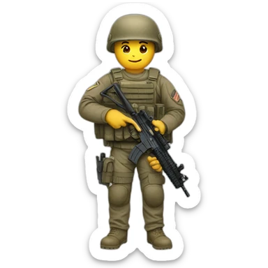 a future soldier holding a bitcoin sticker