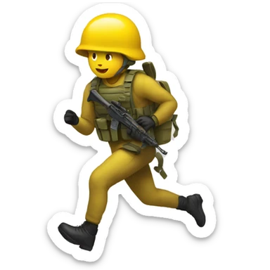 emoji yellow solider running sticker