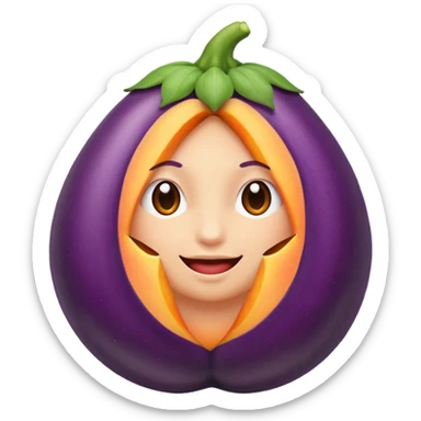Eggplant inside peache sticker
