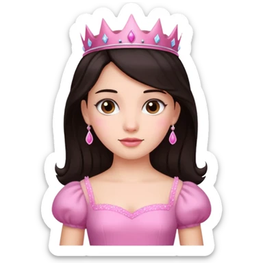 chica vestida de princesa con vestido rosa , piel blanca , pelo oscuro sticker