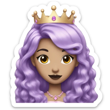 goth princess with crown half pastel pink and half pastel purple hair sticker
