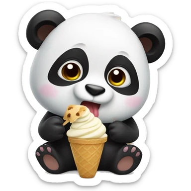 Panda eating ice cream sticker