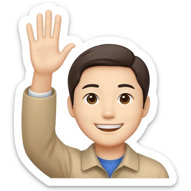 A character from solo leveling name sung jin woo, make him cute and make him look like he's waing hi to someone  sticker