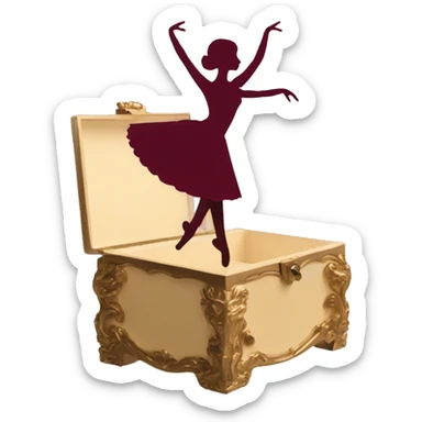 burgundy music box with a silhouette of a ballerina sticker