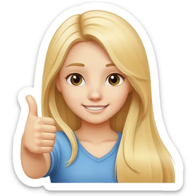 Girl with long blonde hair giving the thumbs up sticker