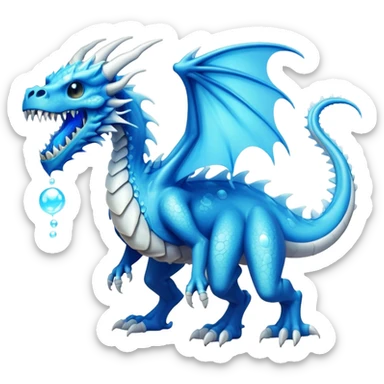 a electric bone dragon with bue teeth breathing bubbles (full body) sticker