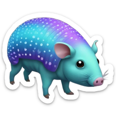 Iridescent spotted striped cyan purple gradient pig armadillo cow centipede insect with star markings star shaped spots sticker