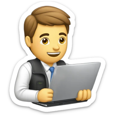 Técnico de PC con una netbook, en la pantalla que diga SpeedyTec sticker