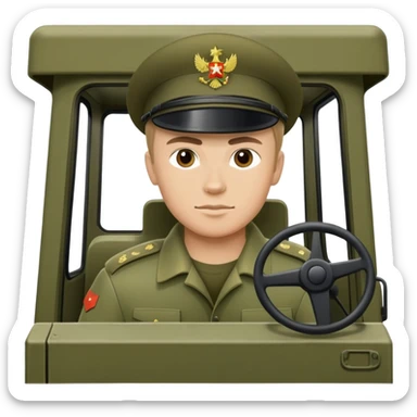 Russian soldier driving military truck kamaz sticker