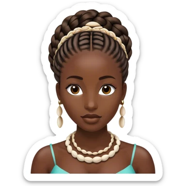 African queen with cowrie shell necklace and long braids updo sticker