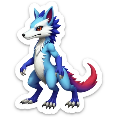 Epic Edgy Cute Colorful Modern Anthro Vernid-Protogen-Sergal-fursona-creature-animal full body sticker