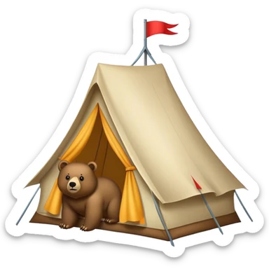 tent in front of a bear sticker