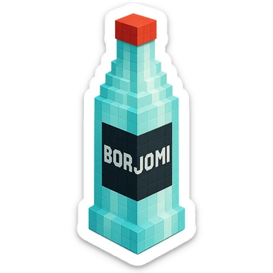 Borjomi bottle with a minimalist black label sticker
