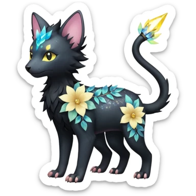 Multicolored sparkly pastel dark iridescent light pale gloomy spooky realistic pretty cool elegant realistic floral exotic Trico-Bolthund-Electrike-Luxray-hybrid, full body sticker