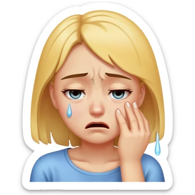 a girl crying in pain, sad, tears streaming down face sticker