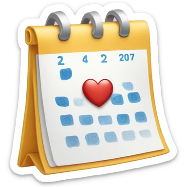 calendar with shining heart sticker