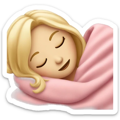 blonde girl sleeping on side with pink blanket sticker