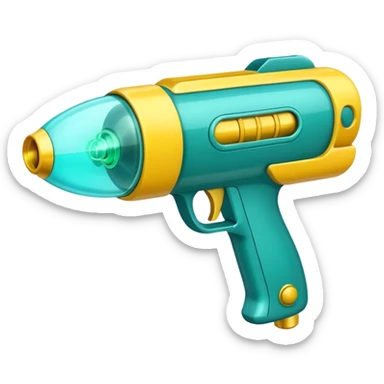 Cartoony Teal and yellow plasma ray gun sticker