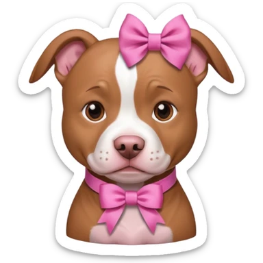 pitbull with hair ribbon  sticker