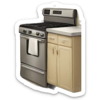Realistic beige retro vintage kitchen with counters and cabinets sticker