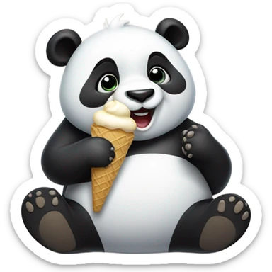 Panda eating ice cream sticker