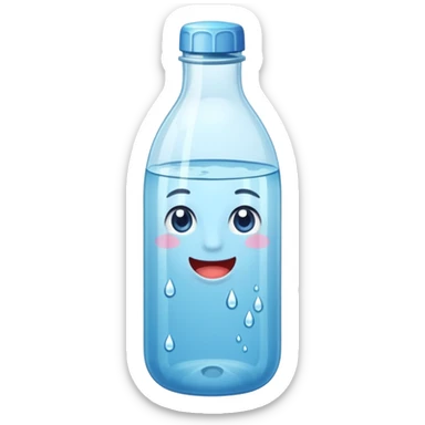 botella de vidrio de agua sin rostro sticker