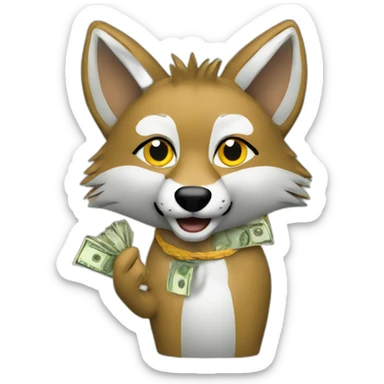 coyote with money sticker