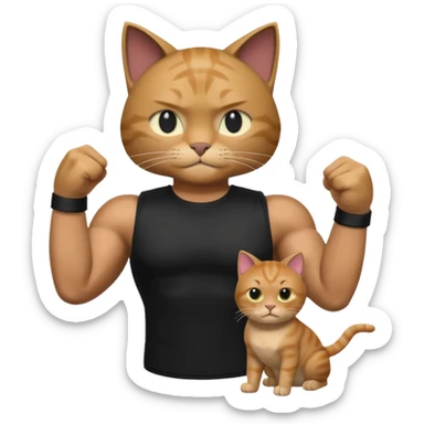 Roblox cat and human whit black musculos shirt sticker