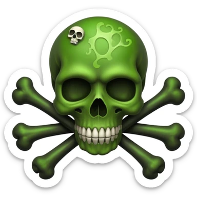 a poisonous cloud of gas, dark swamp color, with an image of a skull and two crossed bones behind the skull sticker