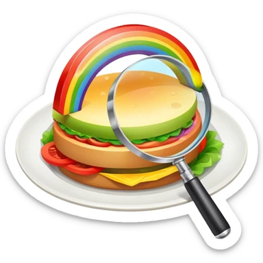 a rainbow meal and magnifier sticker