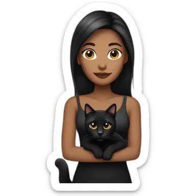 woman brown skin long dark hair with black cat sticker