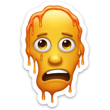 Melting face emoji but with a frown sticker