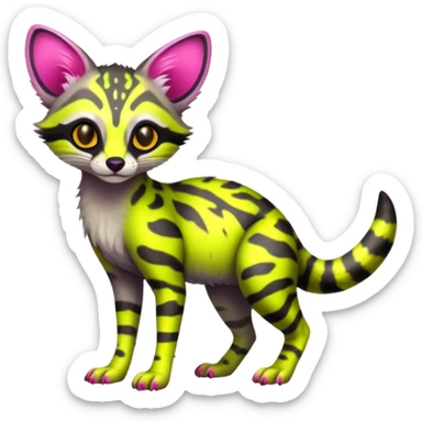  randomly colored colorful cute neon-colored brightly colored Fakémon-Fionbri-Vernid-Genet-creature with markings (full body) sticker