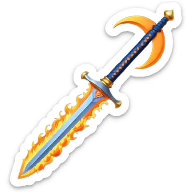 sword fire moon sticker
