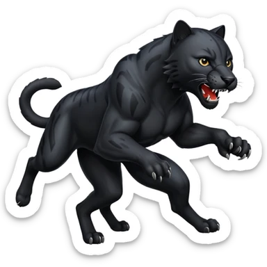 A black panther killing a wolf sticker