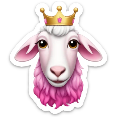 Pink ombre goat with a crown  sticker