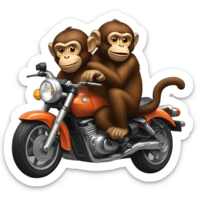 2 monkeys on a motor cycle sticker