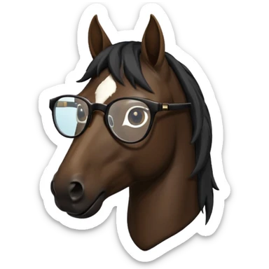 black horse head with glasses sticker
