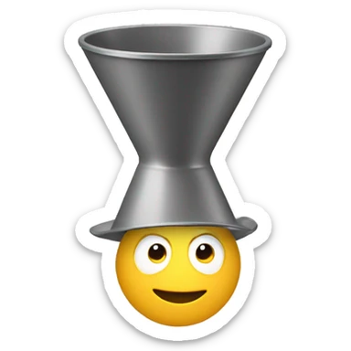 A funny men with a funnel upside down on his head sticker