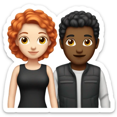 red haired girl with black haired boyfriend  sticker