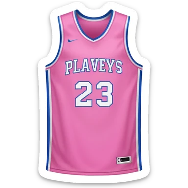 pink basketball jersey with the text PLAVLEYS 23 and white stripes sticker