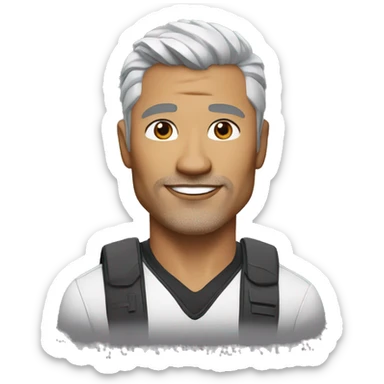 memoji of silver fox, the rock, v neck sticker