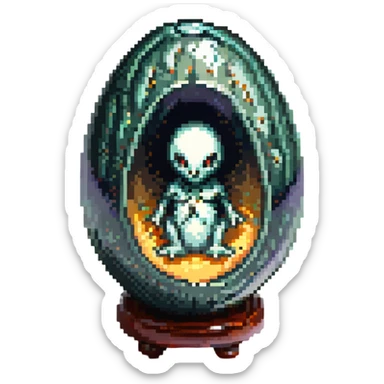 cranial, eye, MRI, SCAN, egg, embryonic, inside of glass egg, alien, eerie, otherworldly, crystal egg, tiny embryo. fetoid shape sticker