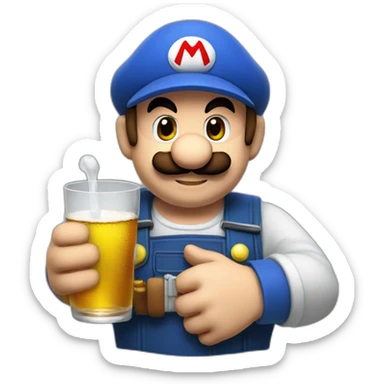 Mario plumber drinking alcohol sticker